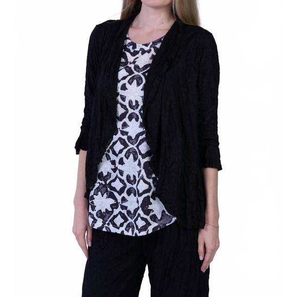NEW SHANA APPAREL crinkle cardigan in black - Picture 1 of 3